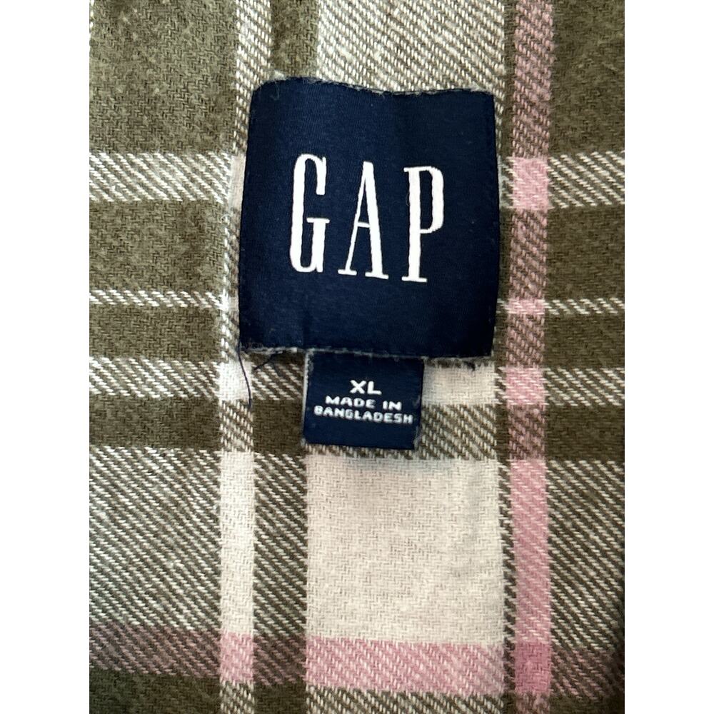 GAP Green and Pink Plaid Shirt Size XL Extra Large Soft - Picture 2 of 5